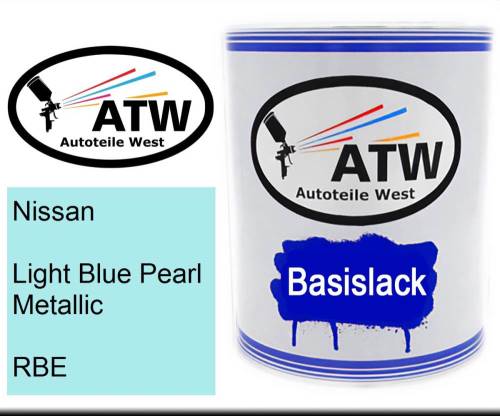 Nissan, Light Blue Pearl Metallic, RBE: 1L Lackdose, von ATW Autoteile West.